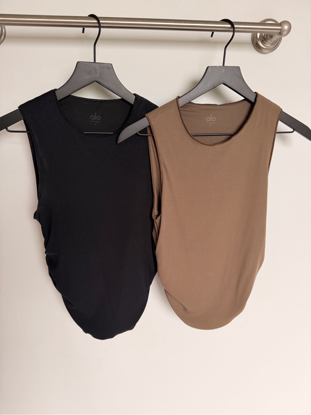Alo Women’s Ribbed Sleeveless Tank - Black & Brown-2 tanks